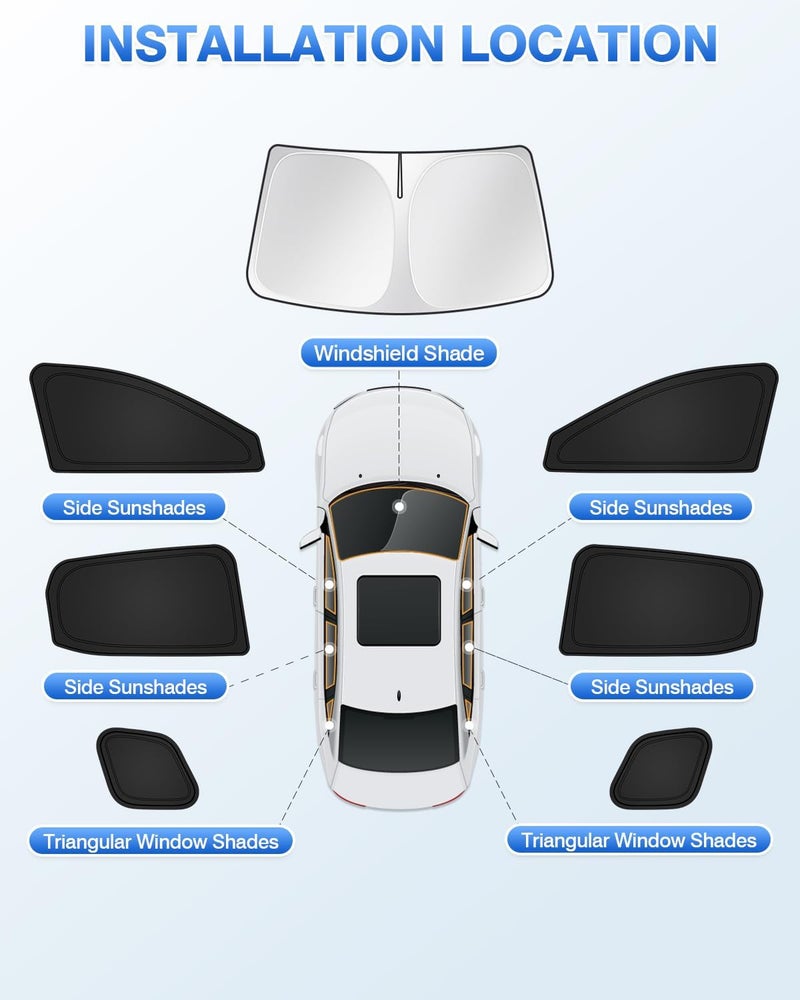 Canvcle Sunshades for 2025 2026 Nissan Kicks Accessories Windshield Sun Shade Side Rear Window Shade Cover Sun Visor Shield Privacy Protection for Camping Keep Vehicle Cool Black 7PCS - Image 5